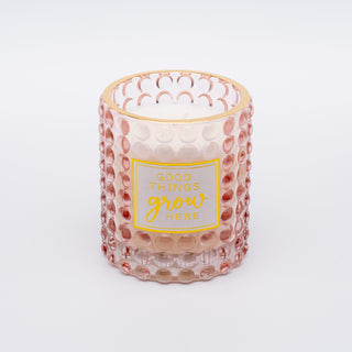 Pink studded glass candle 8X9CM Silani